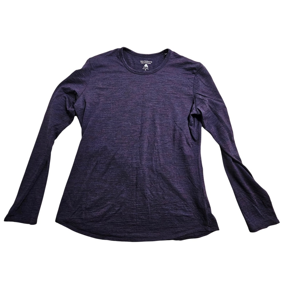 Segments Long Sleeve Top Size M Purple 100% Merino Wool Crewneck Base Layer